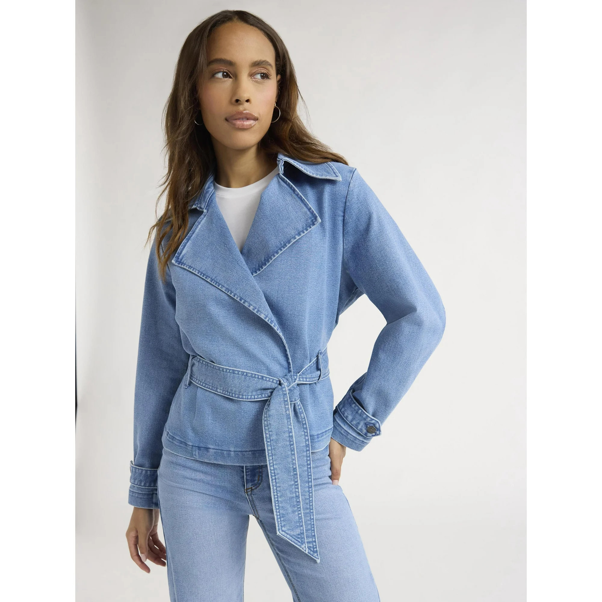 Sofia Jeans Women's Belted Cropped Trench Coat, Sizes XS-XXXL | Walmart (US)