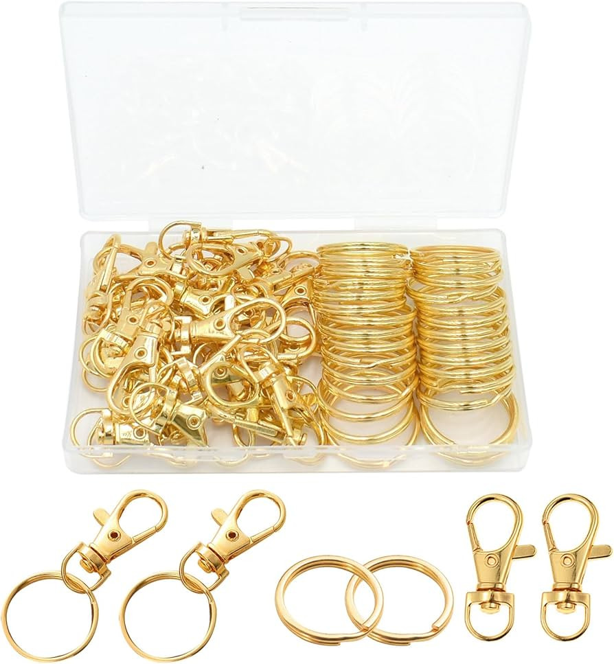 60 Pcs Premium Gold Swivel Clasps Lanyard Snap Hooks with Key Rings, Key Chain Clip Hooks Lobster... | Amazon (US)