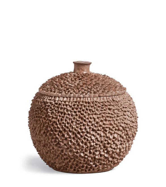 Astreopora Lidded Pot – Bark | OKA UK