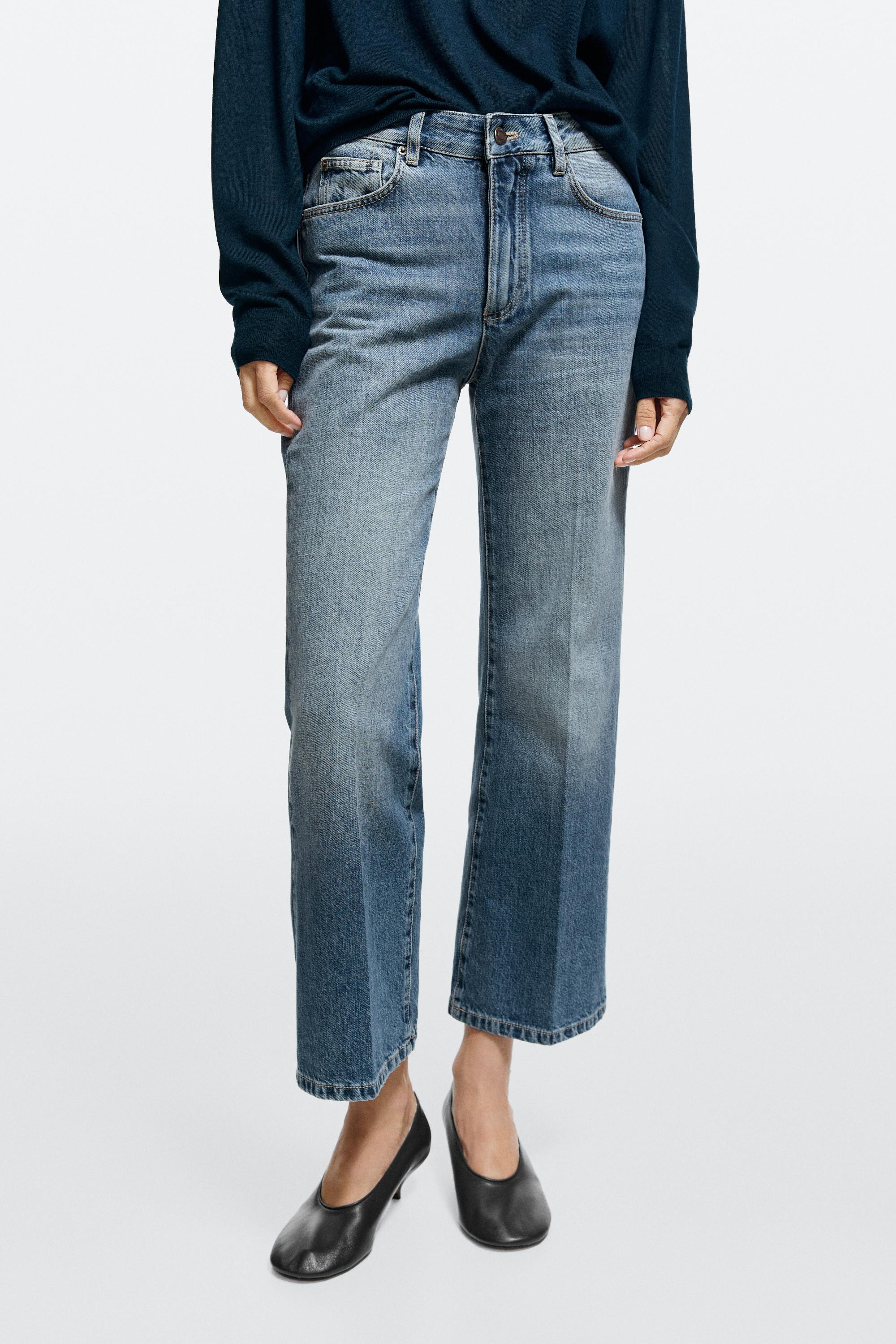 Mid-waist cropped flare fit jeans | Massimo Dutti UK