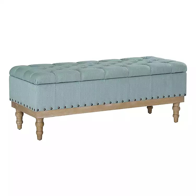 Blue Tufted Traditional Landen Storage Bench | Kirklands Home | Kirklands