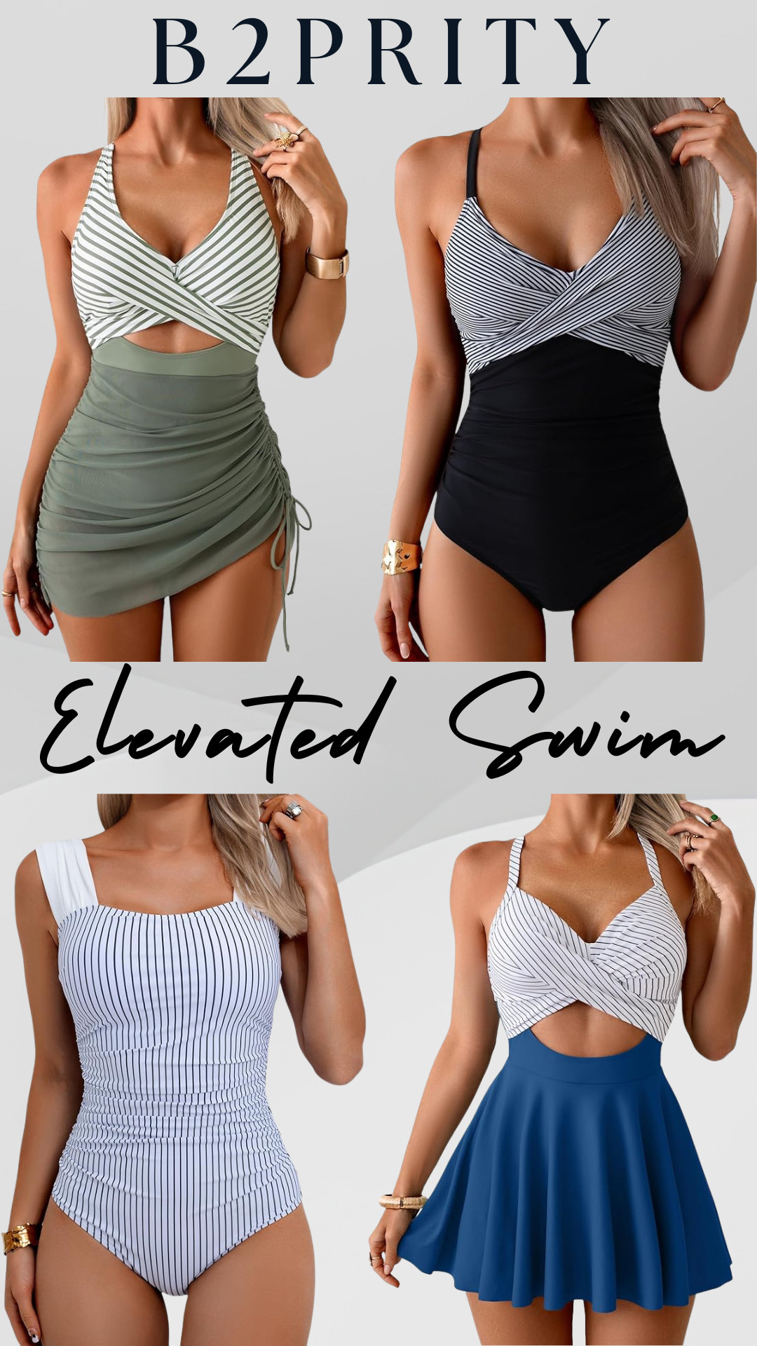 Elevated Swim by B2prity ☀️

B2PRITY one piece swimsuits are some of the best tummy control one piece swimsuits and swim dress styles I’ve found on Amazon that look expensive but are actually affordable (most under $50!!).

These have that elevated, classic resort wear look while still being comfortable, flattering, and very slimming, especially if you want more coverage but still want something stylish and put together.

These one piece swimsuits and swim dress styles are perfect for moms, postpartum, tummy control, modest swimwear, vacations, resort trips, cruises, pool days, beach vacations, lake days, spring break, and summer outfits when you want something that smooths the stomach, defines the waist, supports the bust, and gives coverage while still looking chic and elevated.

I always look for details like ruching through the stomach area, wrap style tops, built in cups, adjustable straps, compression fabric, full coverage bottoms, swim dress styles, and skirted bottoms because they hold everything in, smooth the midsection, and are very flattering while still looking stylish and not frumpy.

Brand: B2PRITY
Styles: one piece swimsuit, tummy control one piece, ruched one piece, wrap one piece, modest one piece, slimming one piece, swim dress, skirted swimsuit, skirt bottom swimsuit
Colors: navy, hunter green, olive green, black, white, blue, striped, black and white stripe, navy and white

If you’re looking for flattering one piece swimsuits, swim dress styles, skirted swimsuits, tummy control one pieces for moms, modest swimsuits, or affordable swimsuits that look designer, these are such good Amazon swim finds.

↓ Everything is linked! 

 

#LTKmomlife #LTKSeasonal #LTKSwim