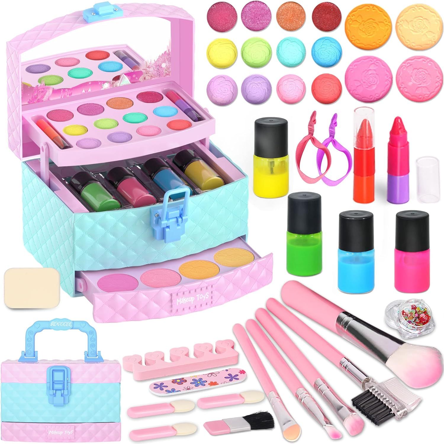 Kids Makeup Kit for Girls, 42 Pcs Washable Real Kids Makeup Set, Little Girl Safe & Non-Toxic Fro... | Amazon (US)