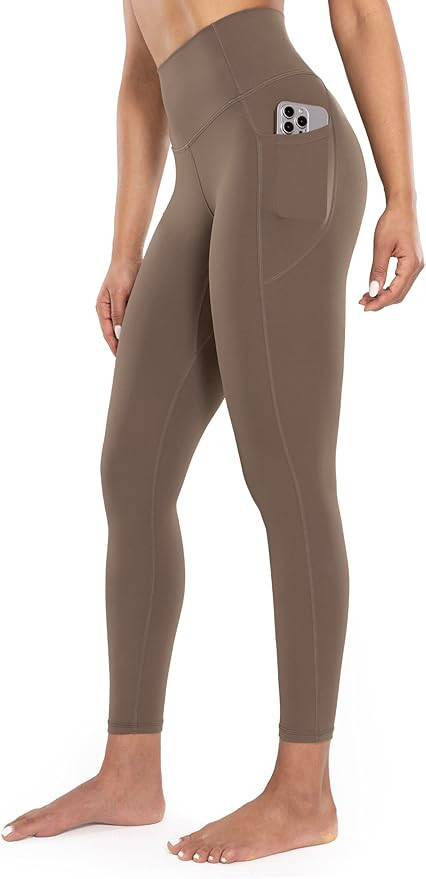 Workout Leggings with Pockets for Women High Waist Yoga Pants 25"/28" Cream Soft Lightweight Athl... | Amazon (US)