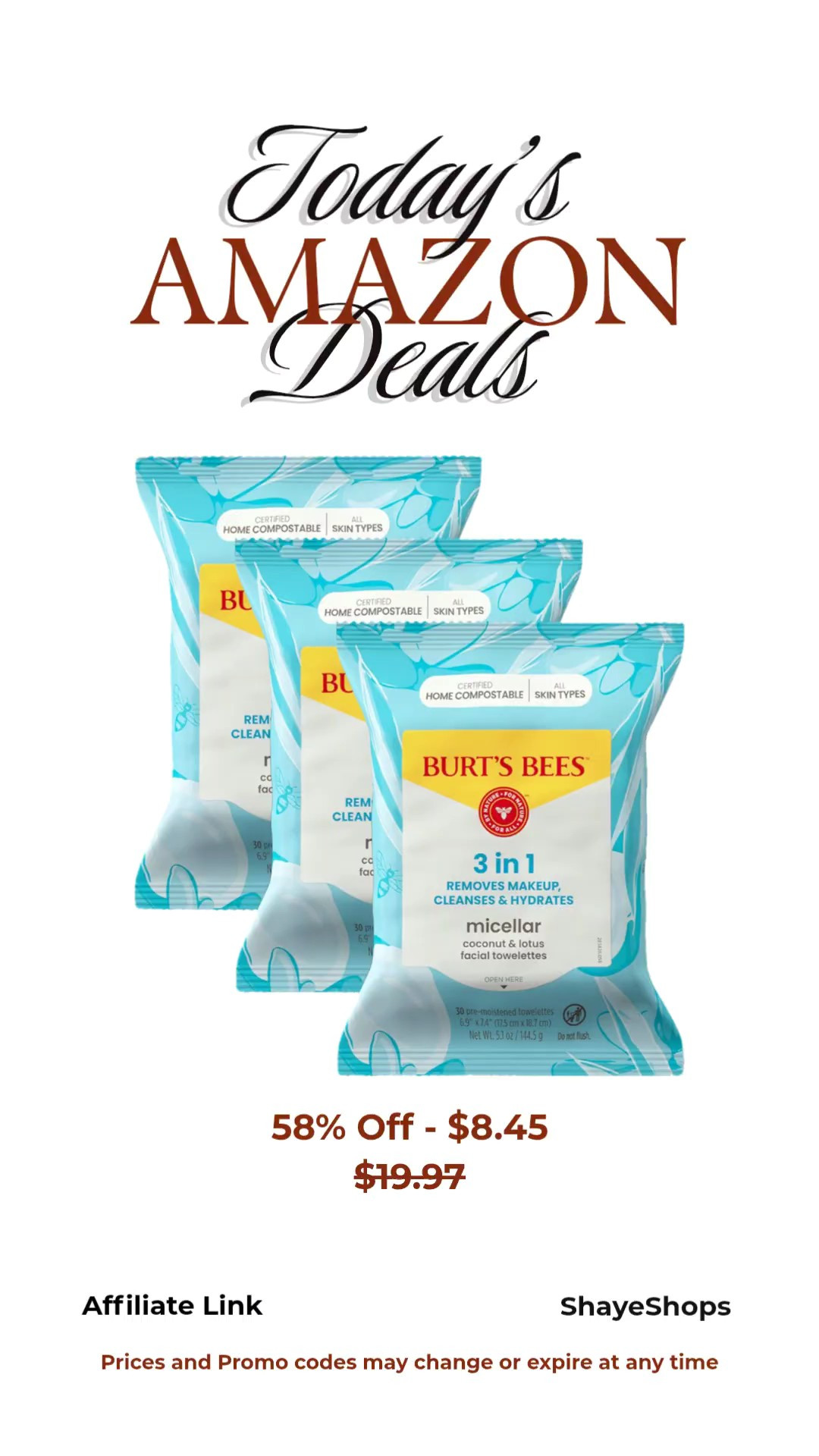 Face Wipes, Burt's Bees Facial Cleansing, Makeup Remover Towelettes, 3 in 1 Hydrating Micellar Cleanser with Coconut & Lotus WaterBeauty, makep remover, facial wipes, soft, exfoliating 

#LTKselfcare #LTKSaleAlert #LTKBeauty