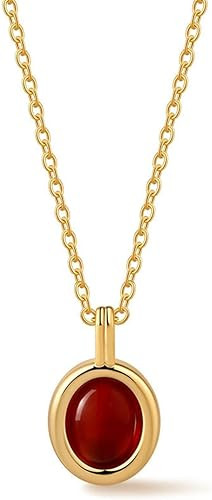 Gold Stone Pendant Necklace for Women, Oval Gemstone Jewelry with Dangle Charms, Sophisticated We... | Amazon (US)