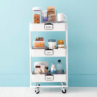 College Kitchen 3-Tier Rolling Cart Storage Solution | The Container Store