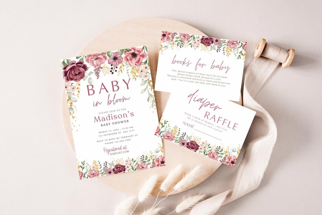 Editable Baby Shower Invitation Floral Themed Wedding Invite Printable Template Flowers Digital P... | Etsy (US)
