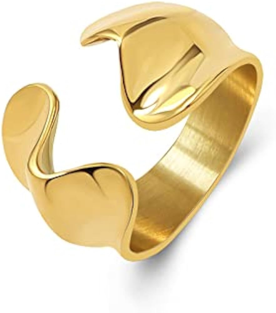 BLESSAIA Geometric open Rings - 18k Gold plated Adjustable Ring Vintage Irregular Gold Silver Geo... | Amazon (US)