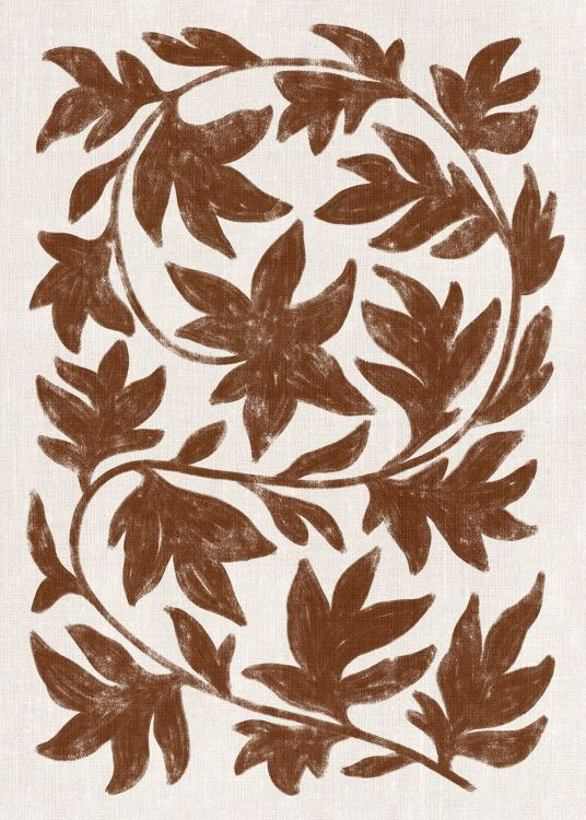 Brown Botanical on Linen Print | Desenio