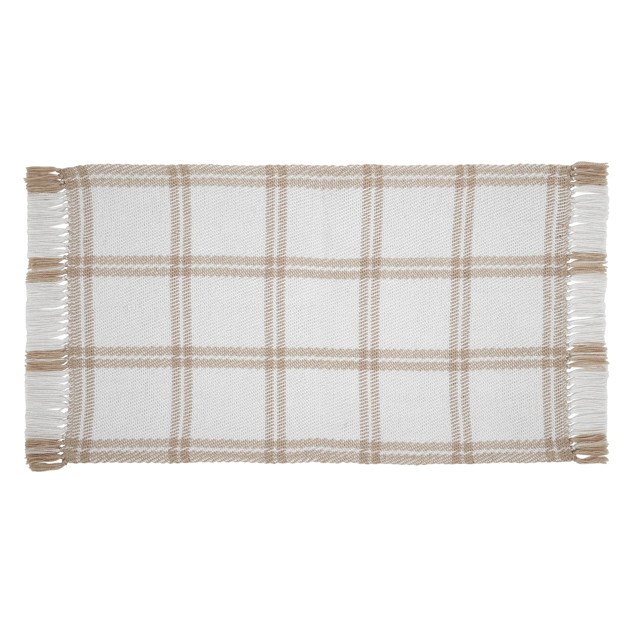 My Texas House Tan Check Fringe Indoor/Outdoor Layering Rug, 24" x 38" | Walmart (US)