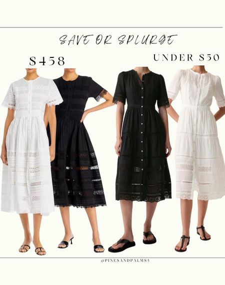 Save or splurge, midi dress, lbd, lace 

#LTKfindsunder100 #LTKsalealert #LTKfindsunder50