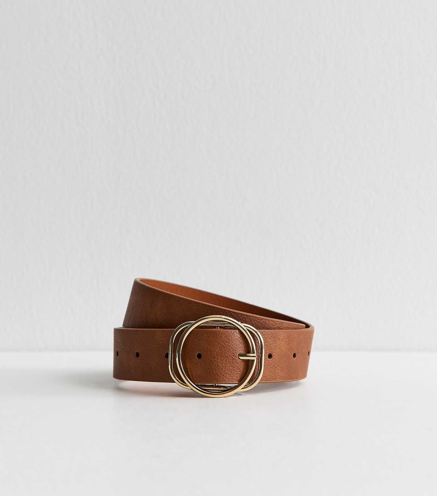 Tan Faux Leather Circle and Rectangle Buckle Belt | New Look | New Look (UK)