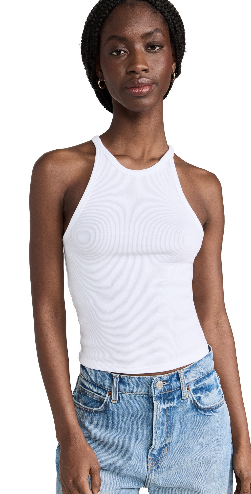 Good American Heritage Ribbed Tank Top White001 XL | Shopbop