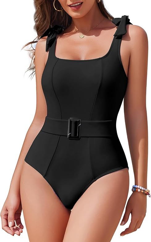 AI'MAGE Women's One Piece Swimsuit 2025 Tummy Control Swimsuits Slimming Bathing Suits Belted Swi... | Amazon (US)