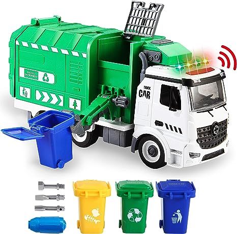 JOYIN Recycling Garbage Truck Toy, Kids DIY Assembly Trash Truck, Friction Powered Side-Dump Toy ... | Amazon (US)