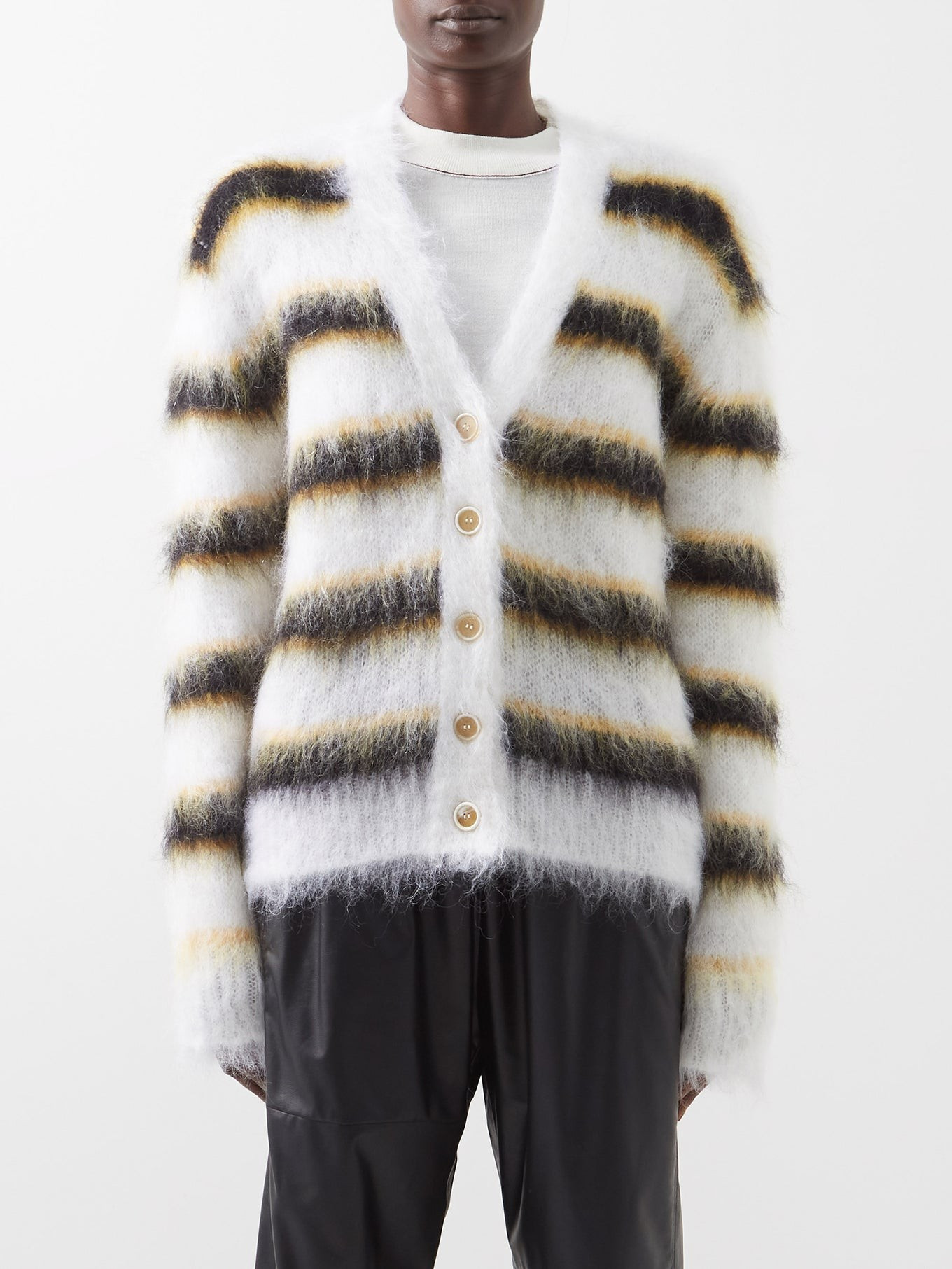 Striped mohair-blend cardigan | Marni | Matches (US)