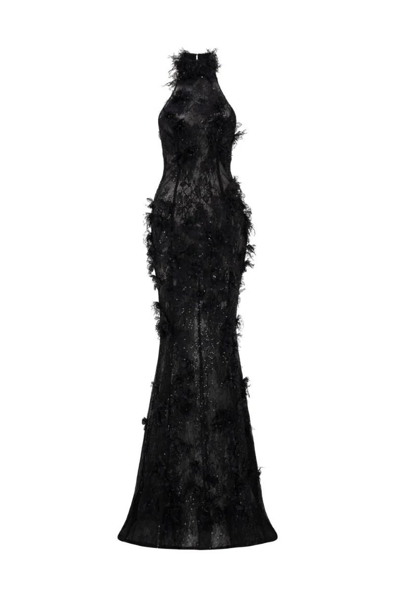 AYLIN FLORAL LACE HALTER NECK GOWN | 21Six | CULT MIA | CULT MIA UK LTD