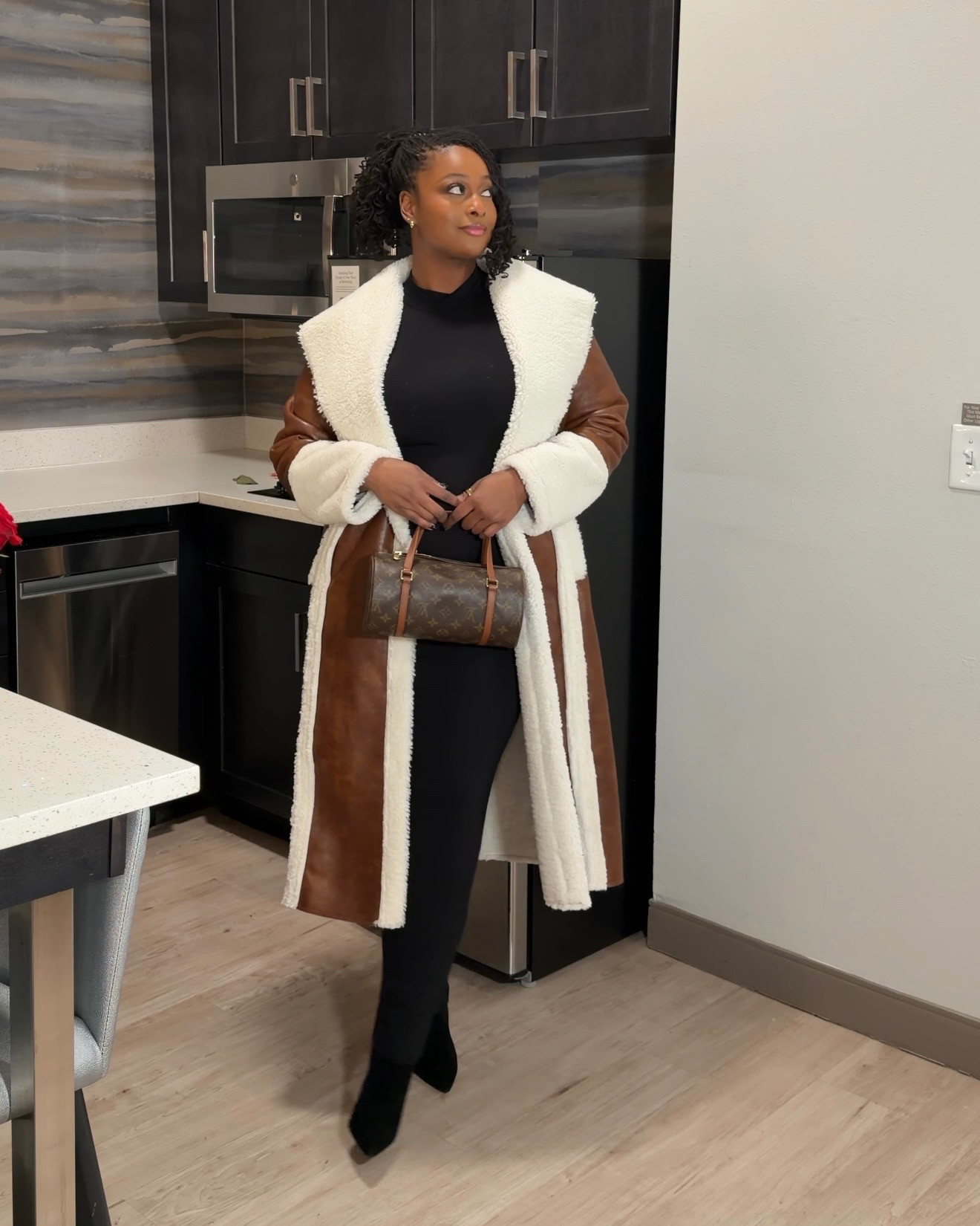 Fashion Nova coat: Throwing Shade Shearling Trench Brown  

 #LTKootd