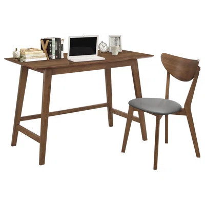 Walnut Office Desk And Chair - Mid-century Modern Design For Productivity Writing In Appeal | Wayfair North America