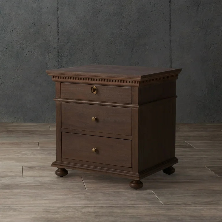 SAFAVIEH Couture Allisyn Glam Nightstand with 3 Drawers, Brown | Walmart (US)