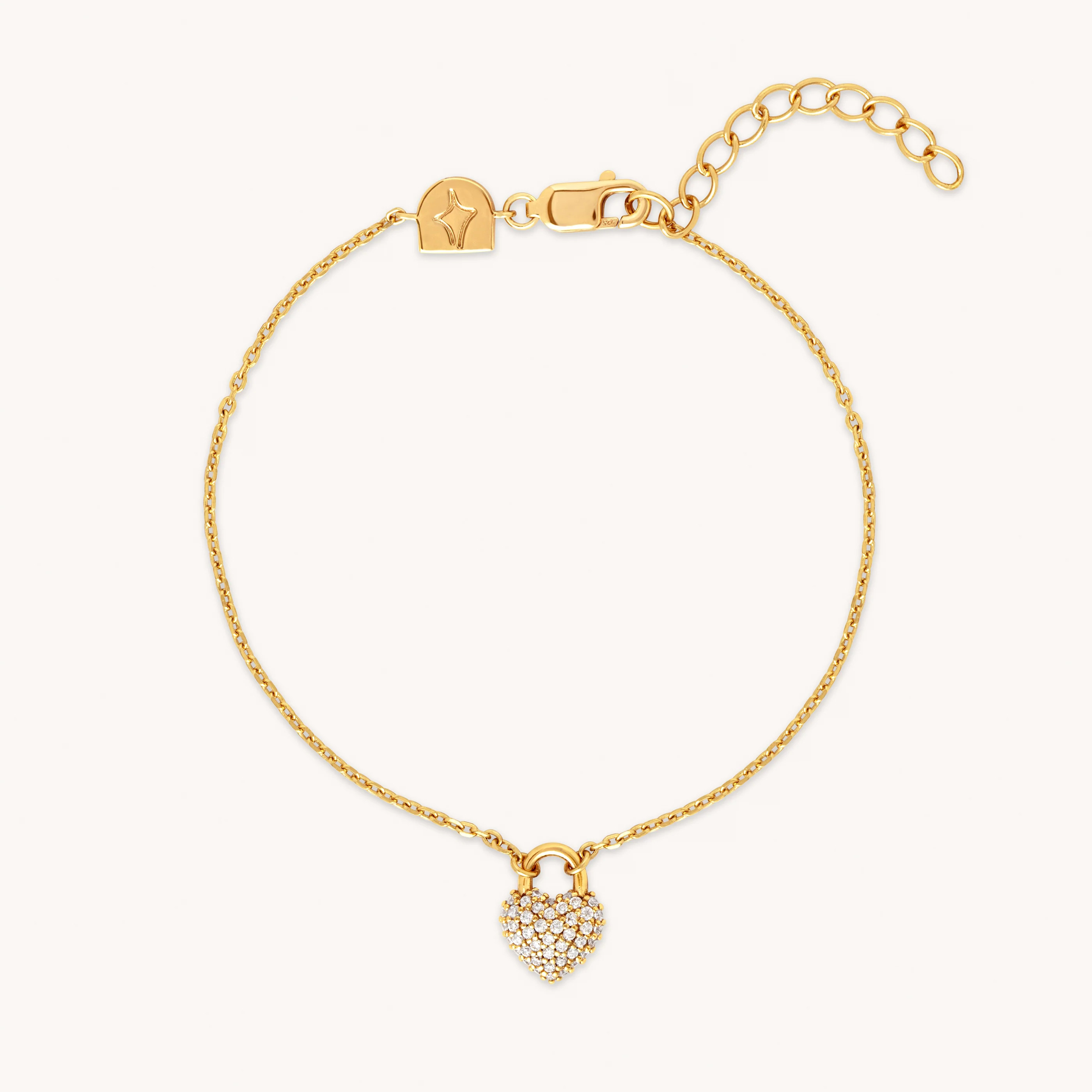 Heart Pavé Gold Charm Bracelet | Astrid & Miyu Bracelets | Astrid and Miyu