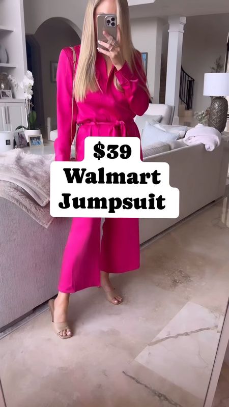 Walmart jumpsuit under $40 wearing a size small. I was surprised how this jumpsuit did not wrinkle when I drove in the car. I was super impressed with the fit.

#LTKfindsunder50 #LTKover40 #LTKVideo