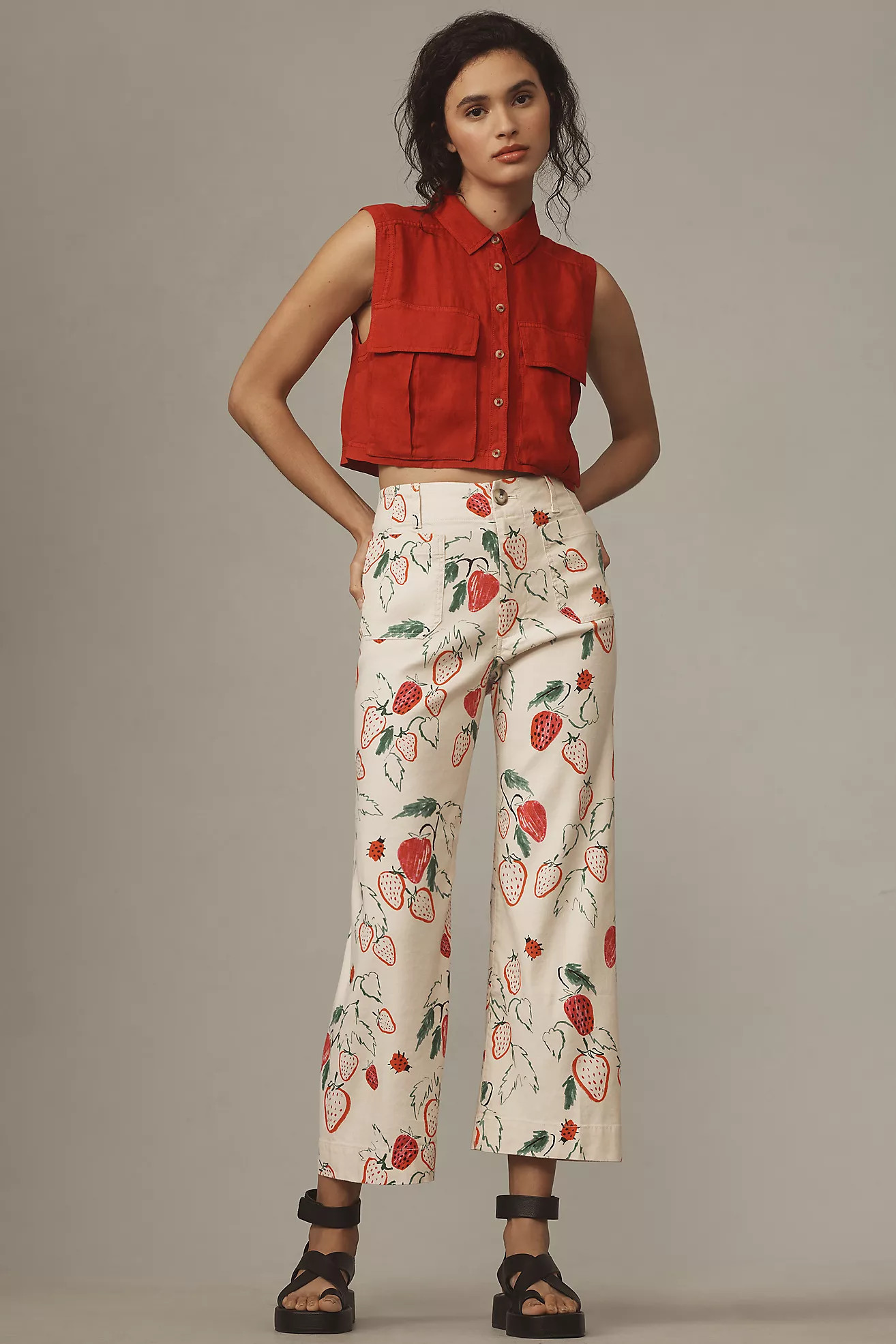 The Phthalo Ruth Colette Cropped Wide-Leg Pants by Maeve | Anthropologie (US)