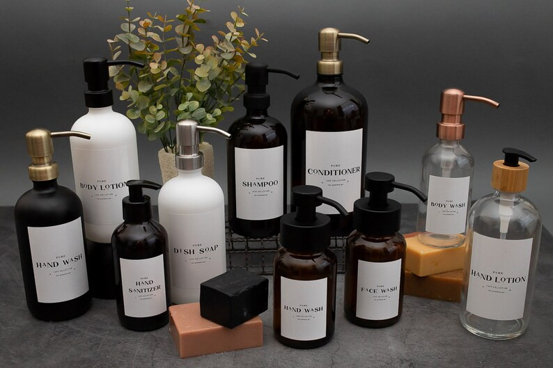 Glass Bottle  Amber or Clear Bottle Soap Dispenser  Hand | Etsy | Etsy (US)