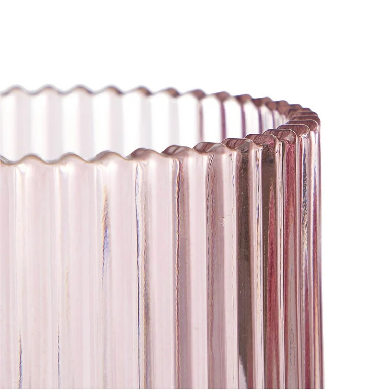 Beautiful Contemporary Rose Ribbed Glass Lidded Decorative Jar by Drew Barrymore, 4.09" L x 6.69"... | Walmart (US)