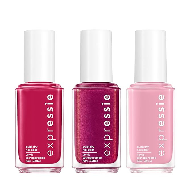 Essie Expressie Quick-Dry Nail Polish Set, Pink Velvet Nails, Pastel Pink Nail Polish + Red Nail ... | Amazon (US)
