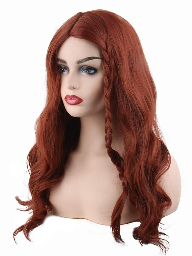 Long Curly Women Wigs Red Auburn Wigs with Braid Cosplay Costumes Wigs | Amazon (US)