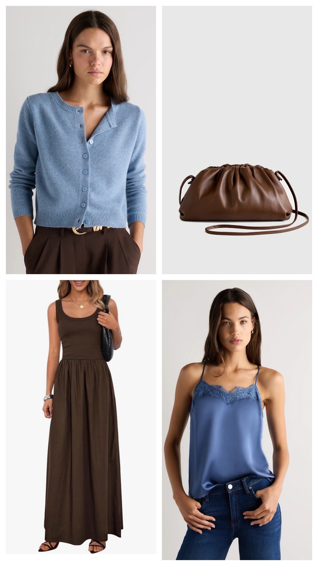 Loving the blue and brown combo for your late summer wardrobe.