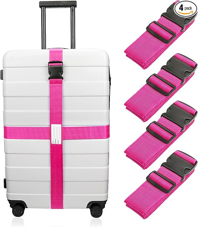 Luxebell Luggage Straps Suitcase Belt Add-A-Bag Travel Accessories, Heavy Duty Strap, 4-Pack 6.56... | Amazon (US)