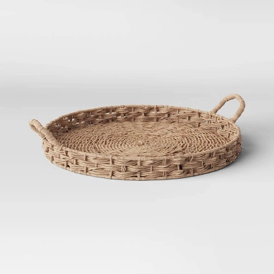 Manmade Rattan with Wrapped Ear Handles Tray Natural - Threshold™ designed with Studio McGee | Target
