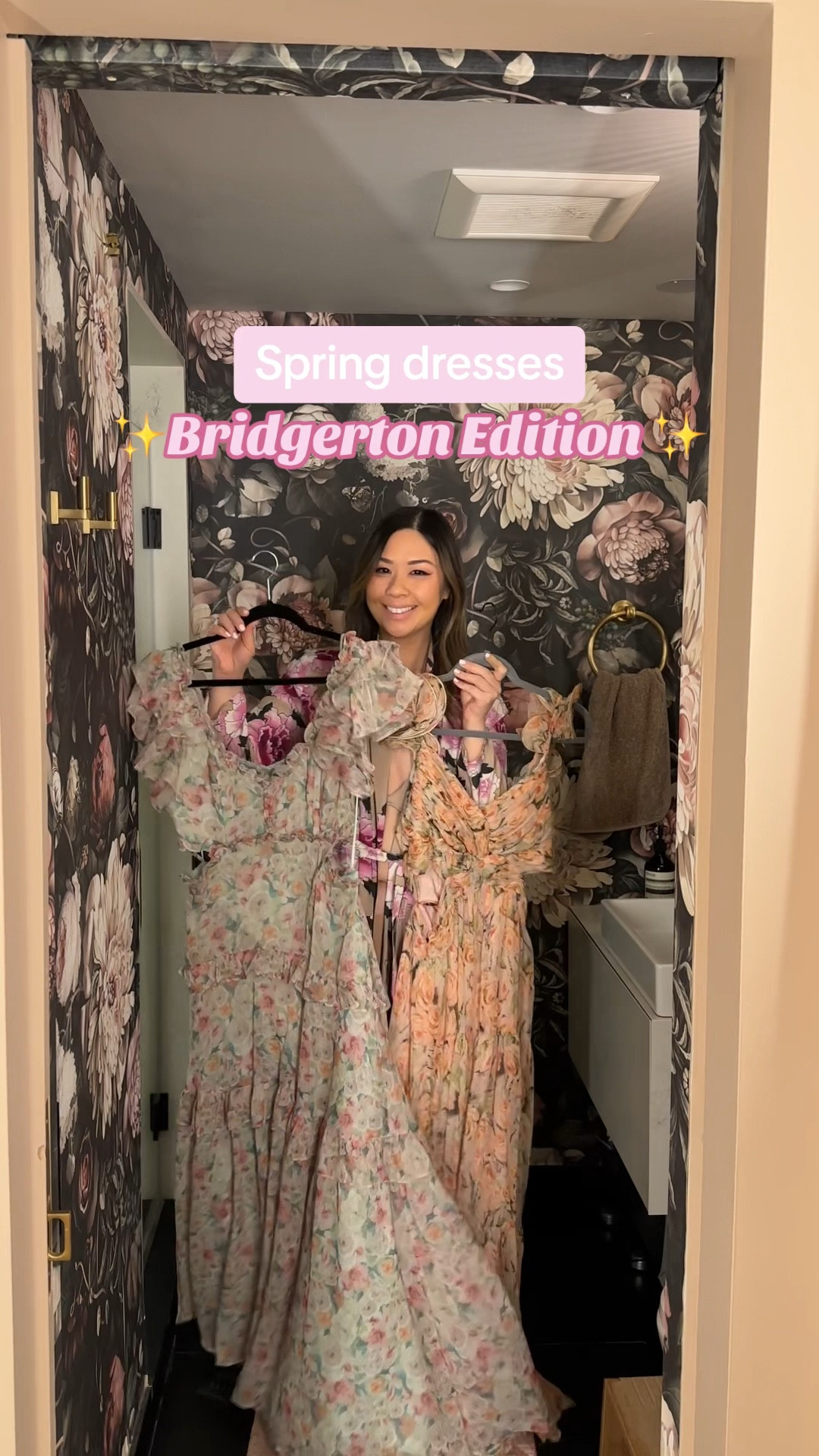 Here are some spring dress inspirations celebrating  Bridgerton season three coming out. I picked up these dresses from ASTR the Label  and I love that they are super flowy and floral.  I also love that the maxi dresses go all the way to the ground but are not too long that I need to get them altered. I am 5’4” and wear a medium in this brand. I felt like these three dresses looked like Eloise Bridgerton, Kates Sharma, and Penelope Featherington. what do you think? #bridgerton #springdresses #maxidress #floraldress 