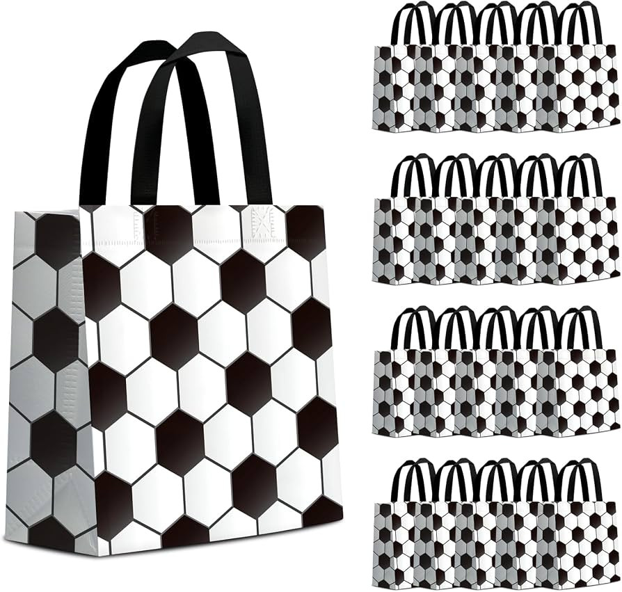 KERINGO 24 PCS Soccer Gift Bags with Handle Soccer Ball Party Supplies Reusable Goodie Bags Non W... | Amazon (US)