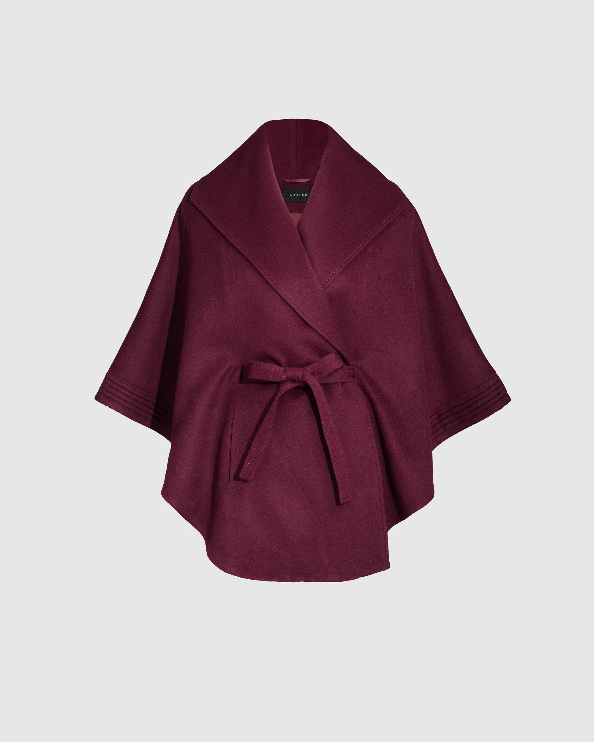Cherry Lacquer Cape with Shawl Collar and Belt | SENTALER | Sentaler