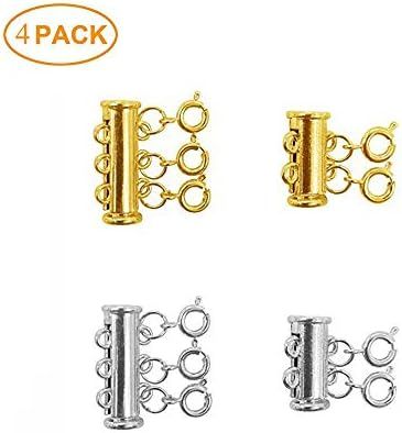 Layered Necklace Spacer Clasps, 2/3 Strands Slide Magnetic Tube Lock with Lobster Clasps for Brac... | Amazon (US)