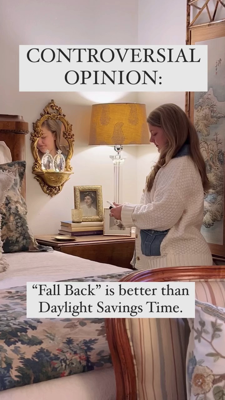 “Fall Back” — do you love it or hate it? I kinda love it…

Ok, hear me out.  I *do* really love longer, sun-filled days.  But, by this point in the year, I am ready to settle into my homebody nature.  These shortened days are God-ordained, and this is the time of year when the rhythm of life is meant to change a bit.  The sun sets earlier to send us inside to cozy up, hunker down and rest.  It’s also the time of year for community and to celebrate the harvest of our year’s worth of labor.  I know it doesn’t feel that way with the busyness of the holidays, but I believe we are meant to slow down at this time of year…to focus on what’s important and savor slowing down. 

What’s your take?

#controversialopinion #fallback #daylightsavings #shorterdays  #slowermornngs  #longerevenings #savortheseason #homebodyatheart #homebody #autumnvibes #myvintagehome #vintageaesthetic #grandmillenialhome #traditionalhome #herbeautifulhaven #vintagehavenforone #curatingjoy #curatingcontentment #joyfullysingle #styledforone #vintagehomedecor #charminginteriors 
#southernhomes #thecollectedlook #tradhome