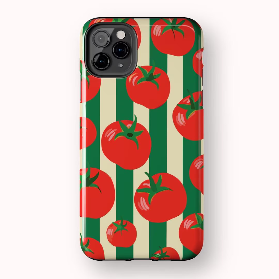 Italian Tomato iPhone Case | Fun Fruit & Vegetable Print | Striped Pattern | Glossy Tough Case | ... | Etsy (US)