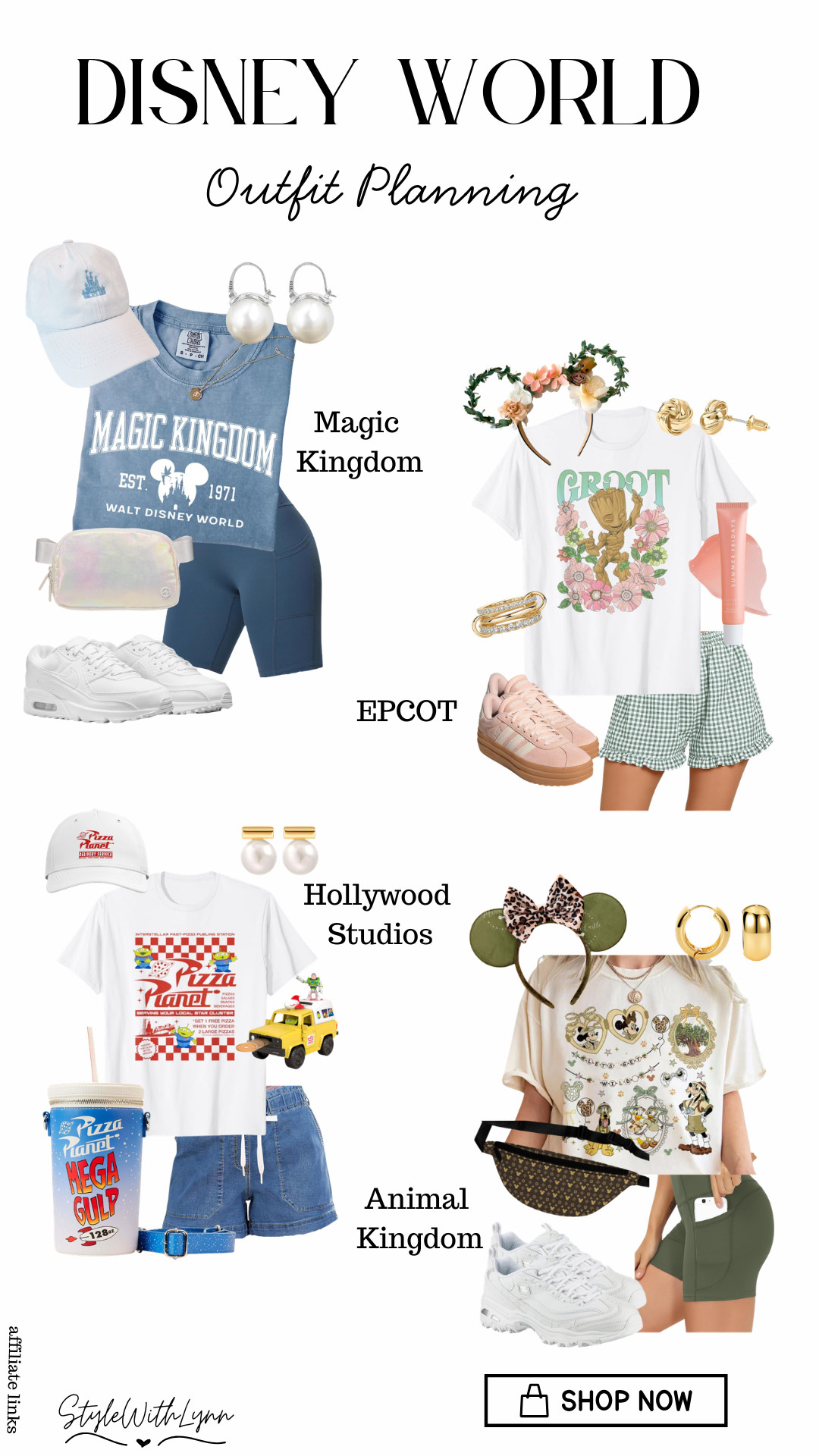 4 days, 4 parks, endless outfit magic! ✨🏰 Planning your looks for Walt Disney World just got SO much easier!

From a classic Magic Kingdom moment, to a playful EPCOT vibe, a nostalgic Hollywood Studios look, and an earthy-chic Animal Kingdom fit, these outfits are comfy, cute, and park-perfect from rope drop to fireworks.

Save this for your next Disney trip and shop all the details on my LTK.


disney world outfits, disney outfit planning, 4 day disney itinerary outfits, magic kingdom outfit, epcot outfit ideas, hollywood studios outfit, animal kingdom outfit, disney park style, disney vacation outfits, comfy theme park outfits, disney fashion inspo, disney outfit ideas women, what to wear to disney world, disney athleisure outfits, disney travel style 

 #LTKgrwm #LTKootd #LTKTravel