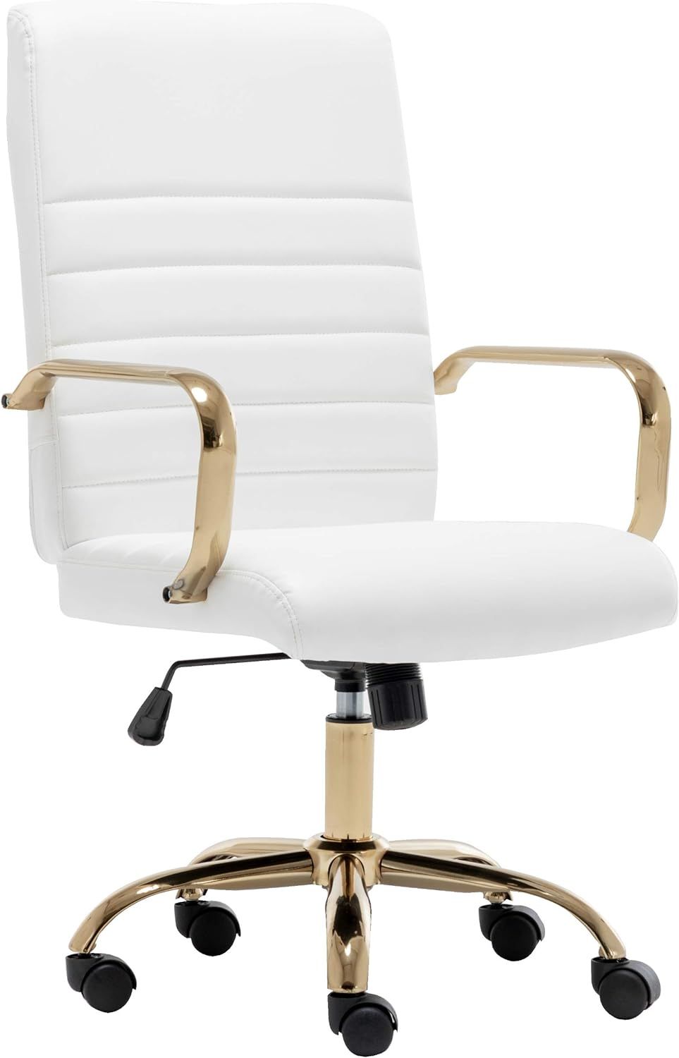 BTEXPERT White Ergonomic Faux Leather Adjustable Home Office Arm Chair Golden Finish | Amazon (US)