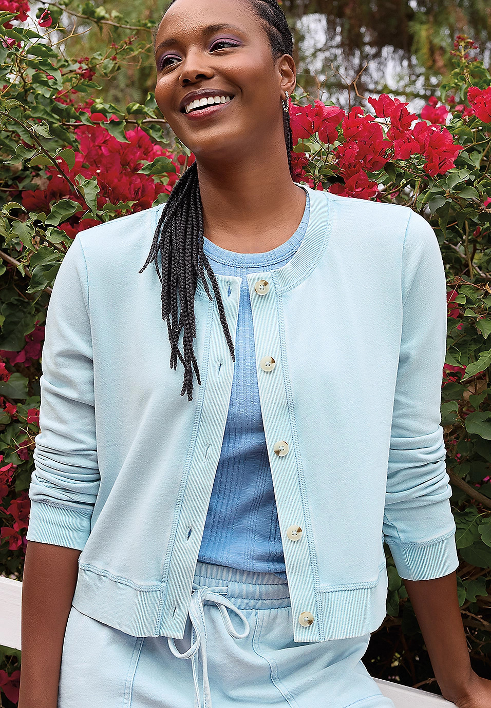 Washed Terry Button Front Cardigan | Maurices