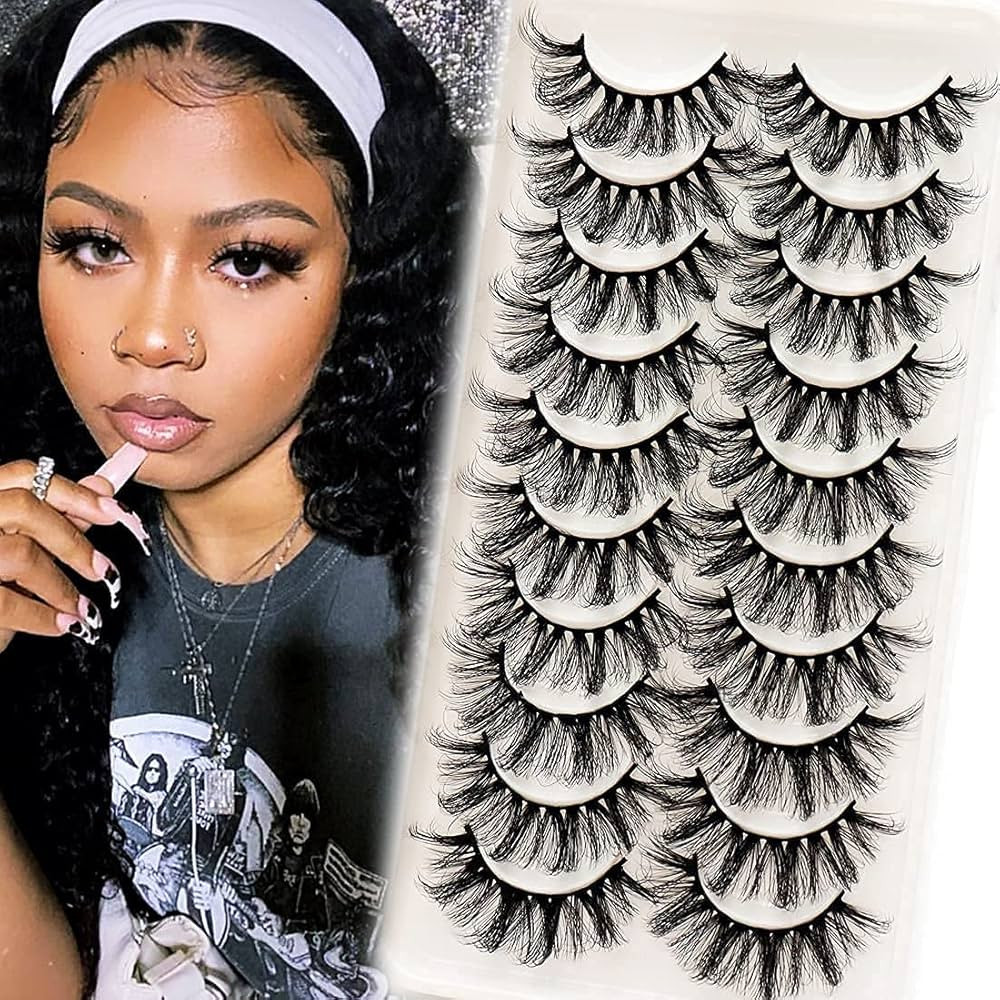 Veleasha Lashes Fluffy Wispy Faux Mink Eyelashes Criss-cross False Lashes 10 Pairs Pack Fake Eyel... | Amazon (US)