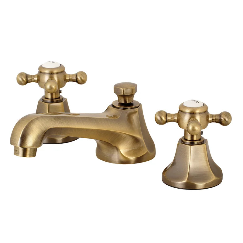 Kingston Brass Metropolitan Two-Handle 3-Hole Deck Mount Widespread Bathroom Faucet with Brass Po... | Wayfair North America