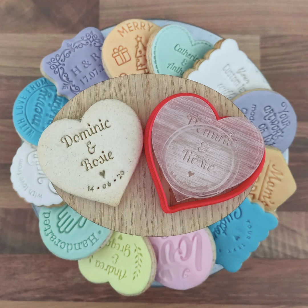Custom Heart Cookie Stamp for Wedding Personalised Cookie and Fondant Embosser | Etsy (UK)
