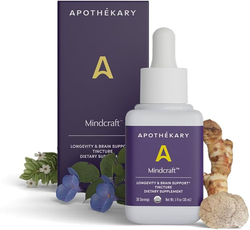 Apothékary Mindcraft Tincture, Cognition & Focus, Longevity and Anti-Aging Herbal Supplement, B... | Amazon (US)