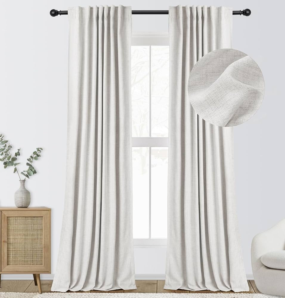 INOVADAY 100% Blackout Curtains for Bedroom 84 Inches Long, Linen Blackout Curtains 84 Inch Lengt... | Amazon (US)