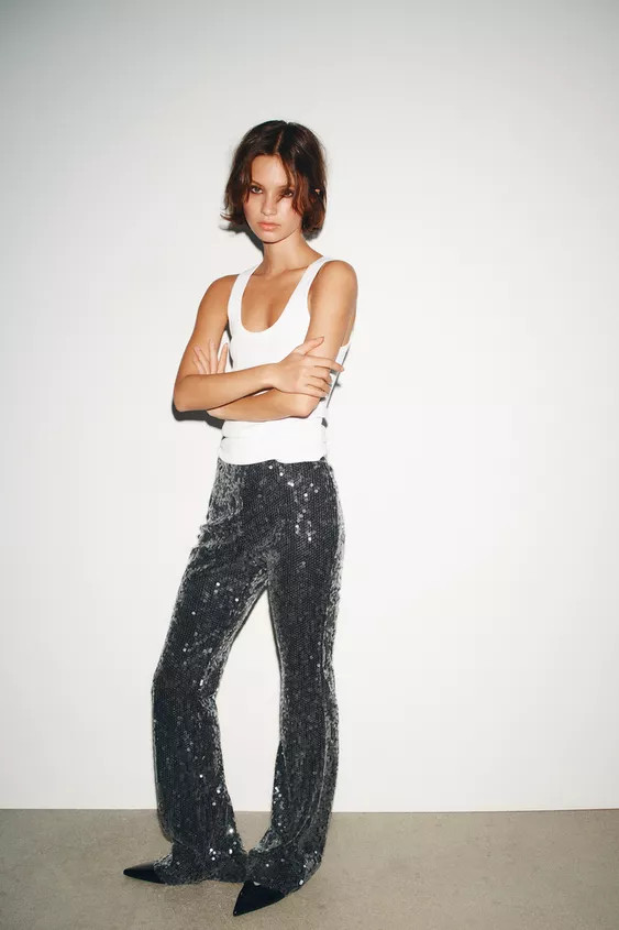 FLARE SEQUIN PANTS | Zara US